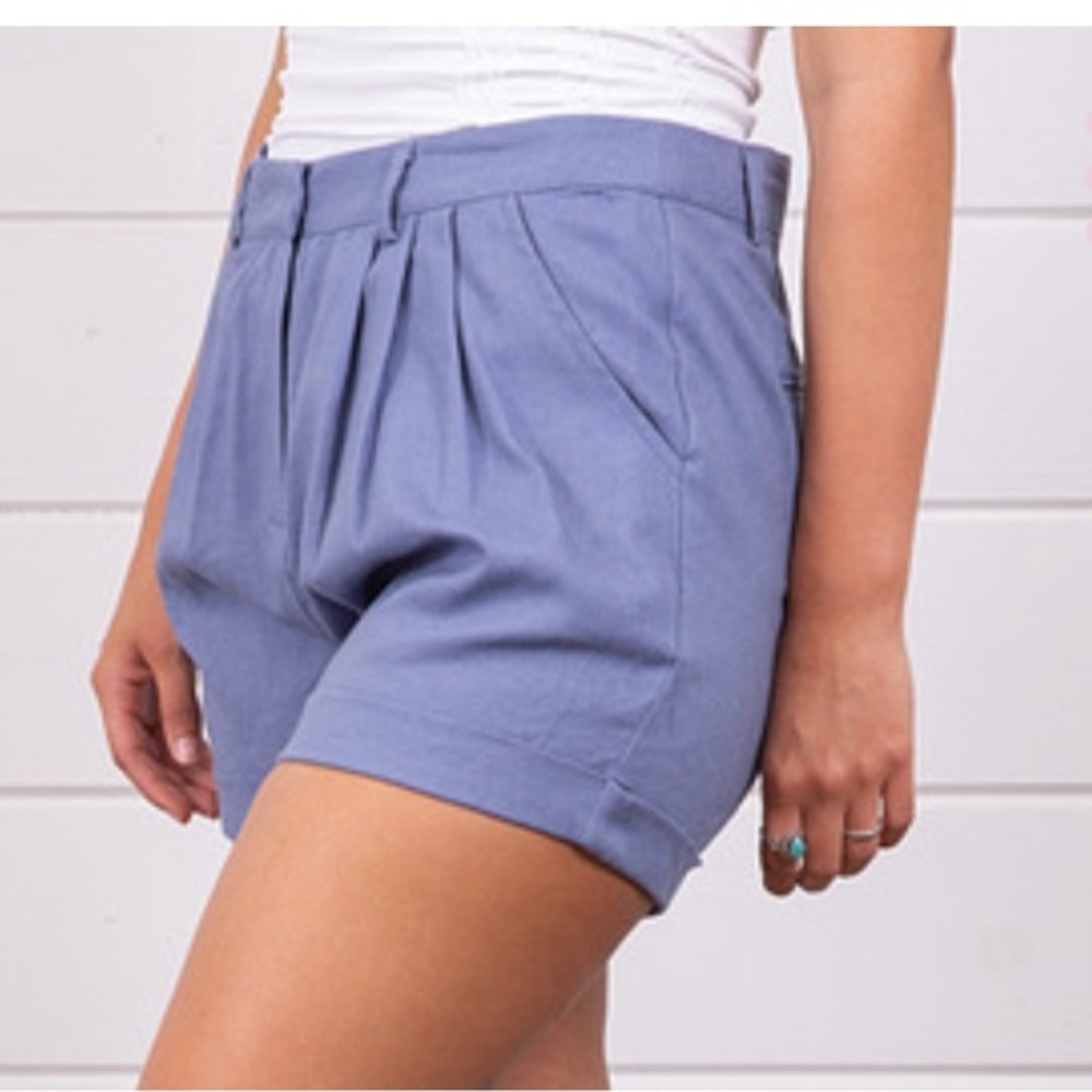 Knot sisters Linen Pleated Shorts Sasha Periwinkle Blue Cornflower xs NWT